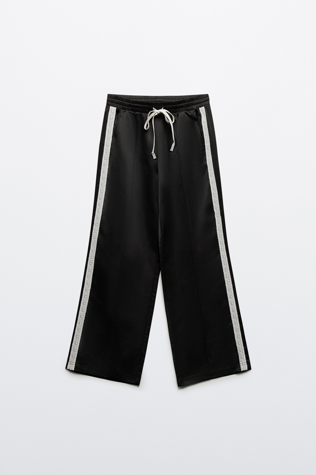 Брюки спортивные с кружевными лампасами - цвет черный - 7