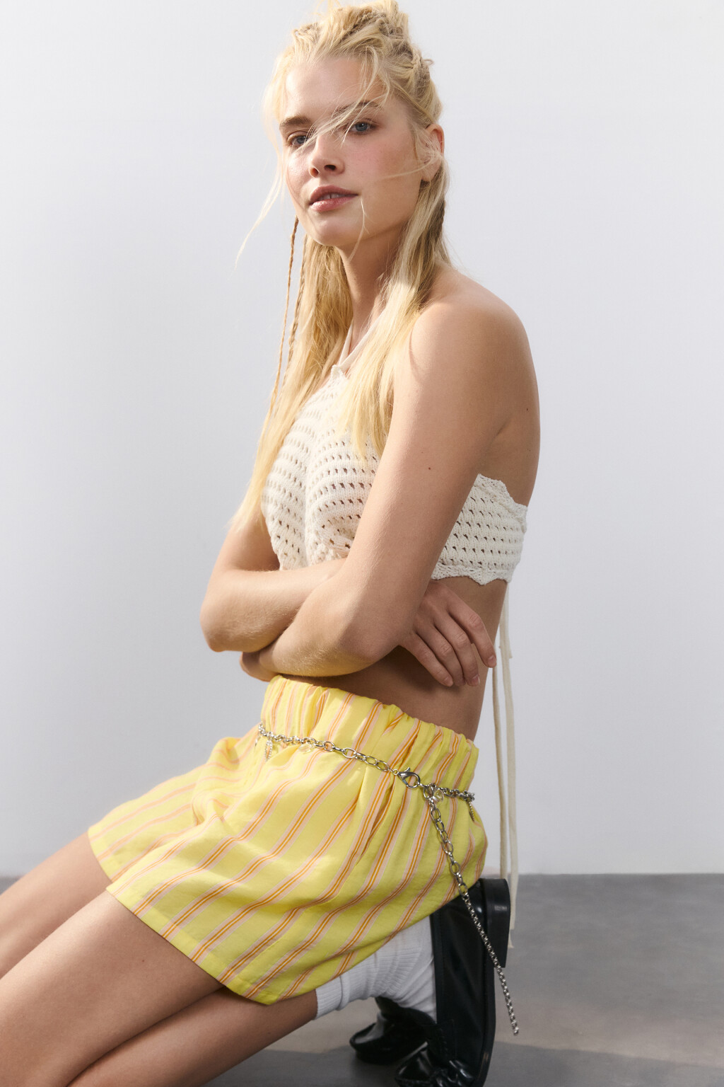 Шорты вискозные с принтом - цвет розовый - 2