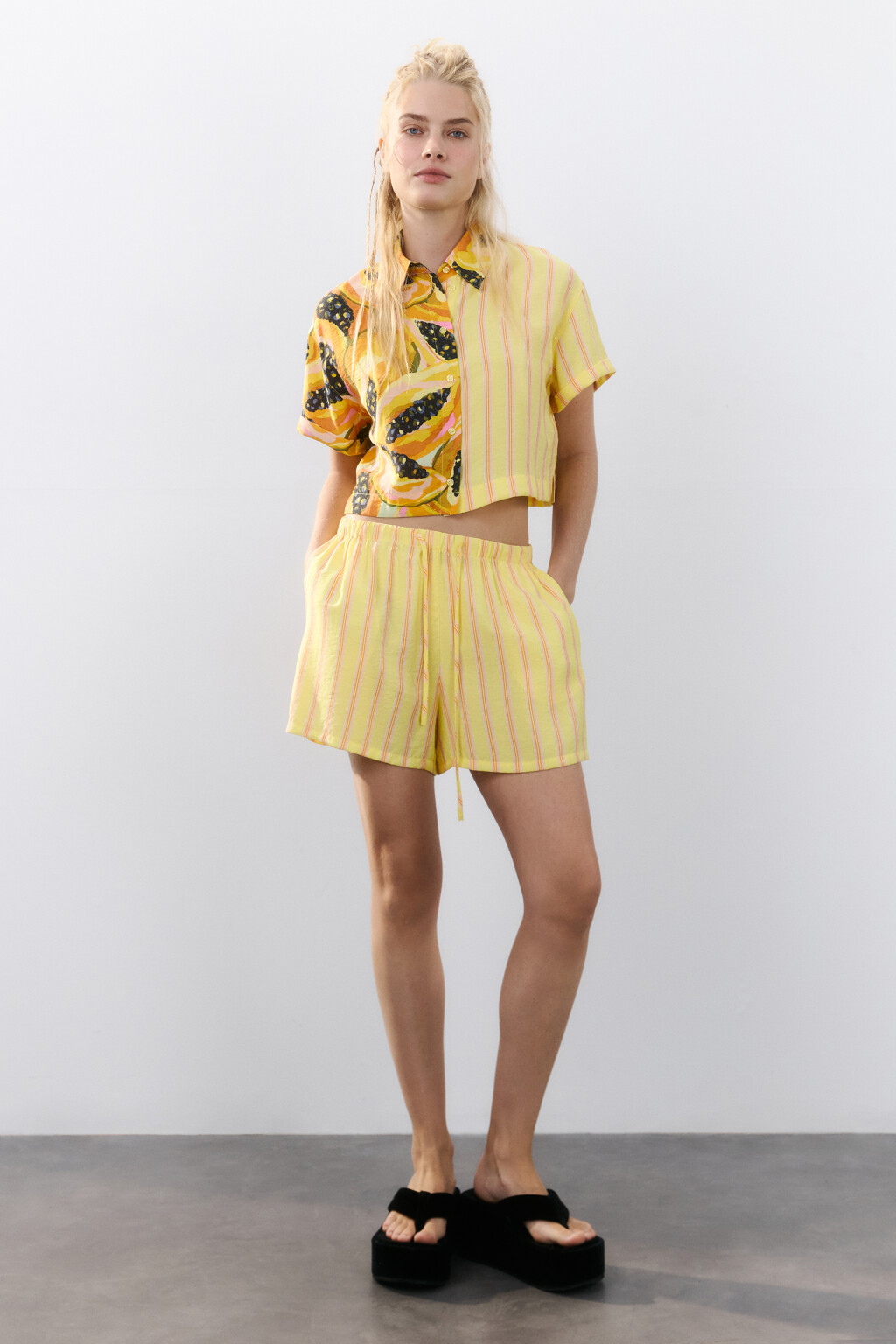 Шорты вискозные с принтом - цвет розовый - 5