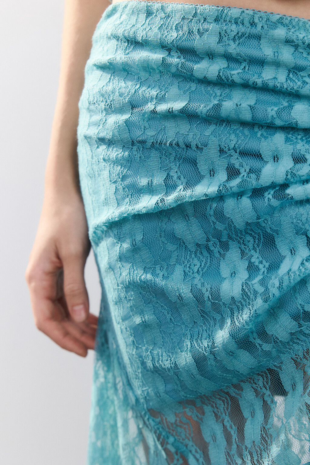 Юбка миди кружевная асимметричная - цвет зеленый - 6