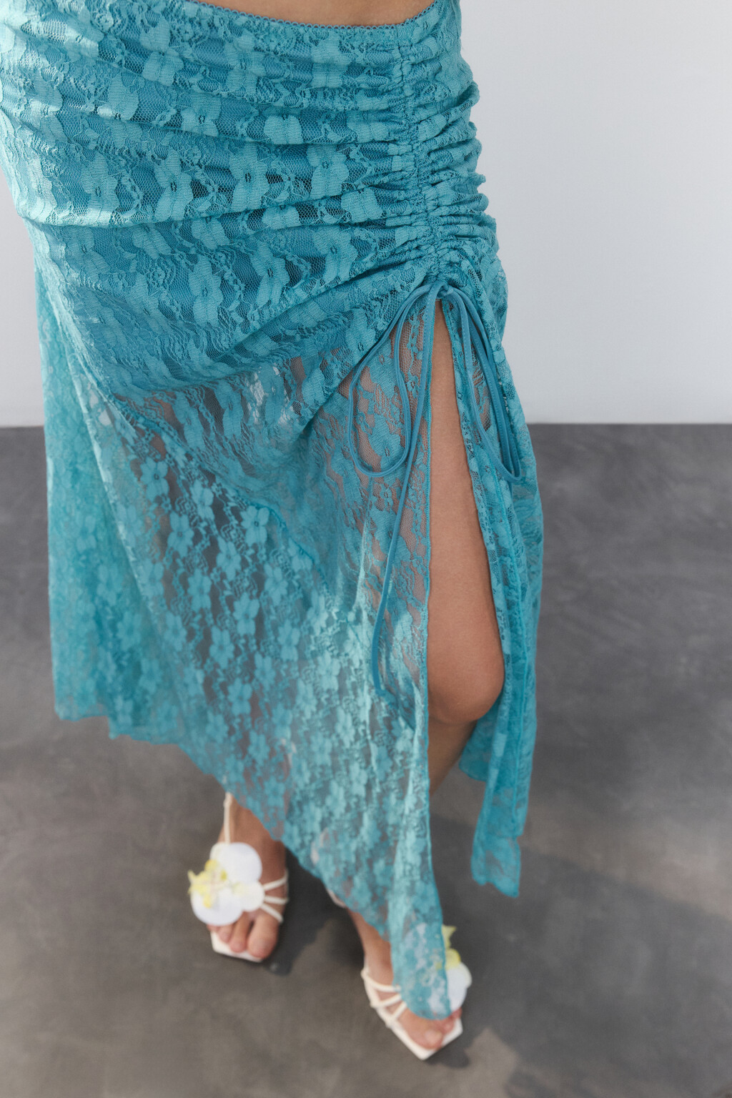 Юбка миди кружевная асимметричная - цвет зеленый - 8