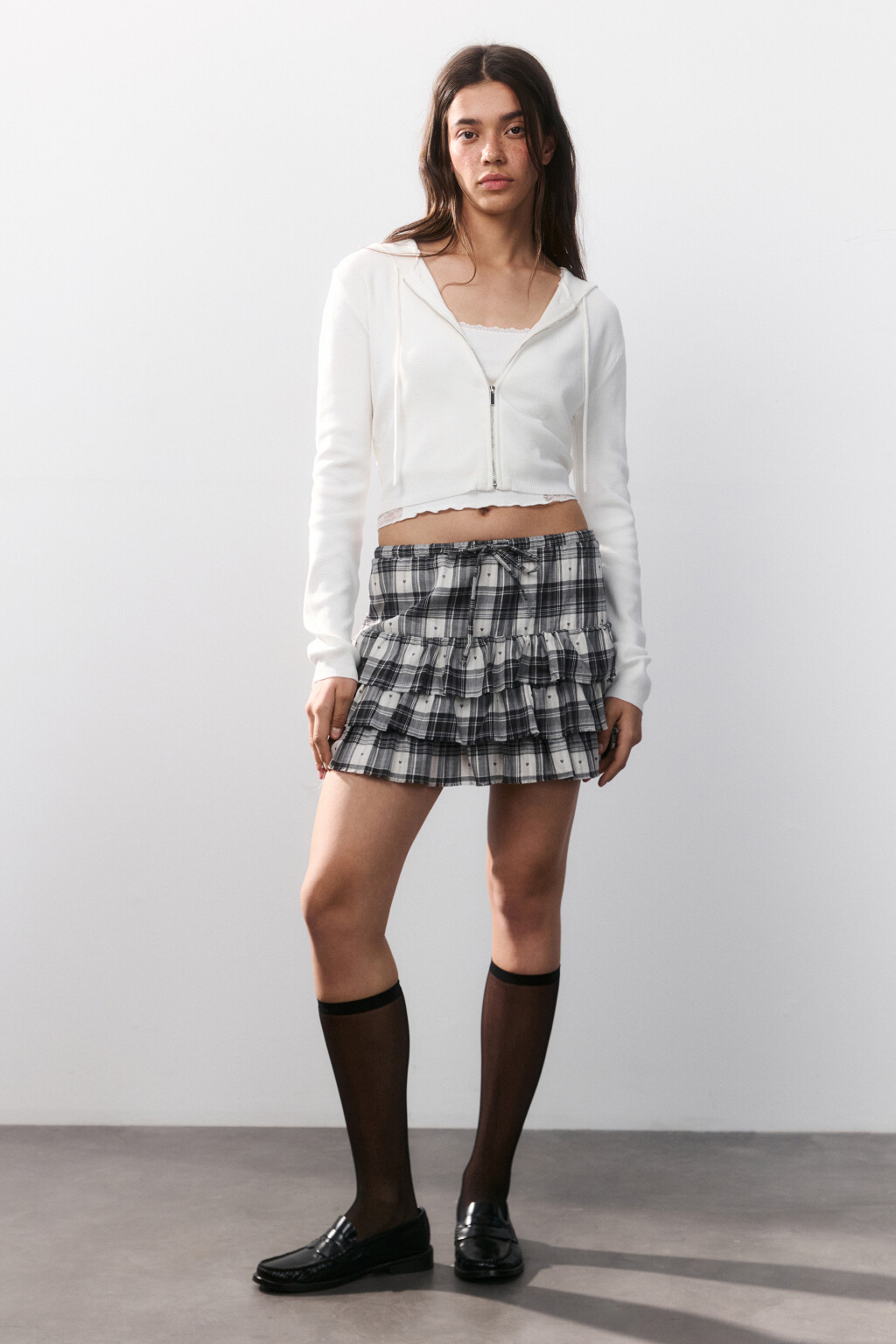 Юбка-шорты пышная с воланами - цвет черный - 4