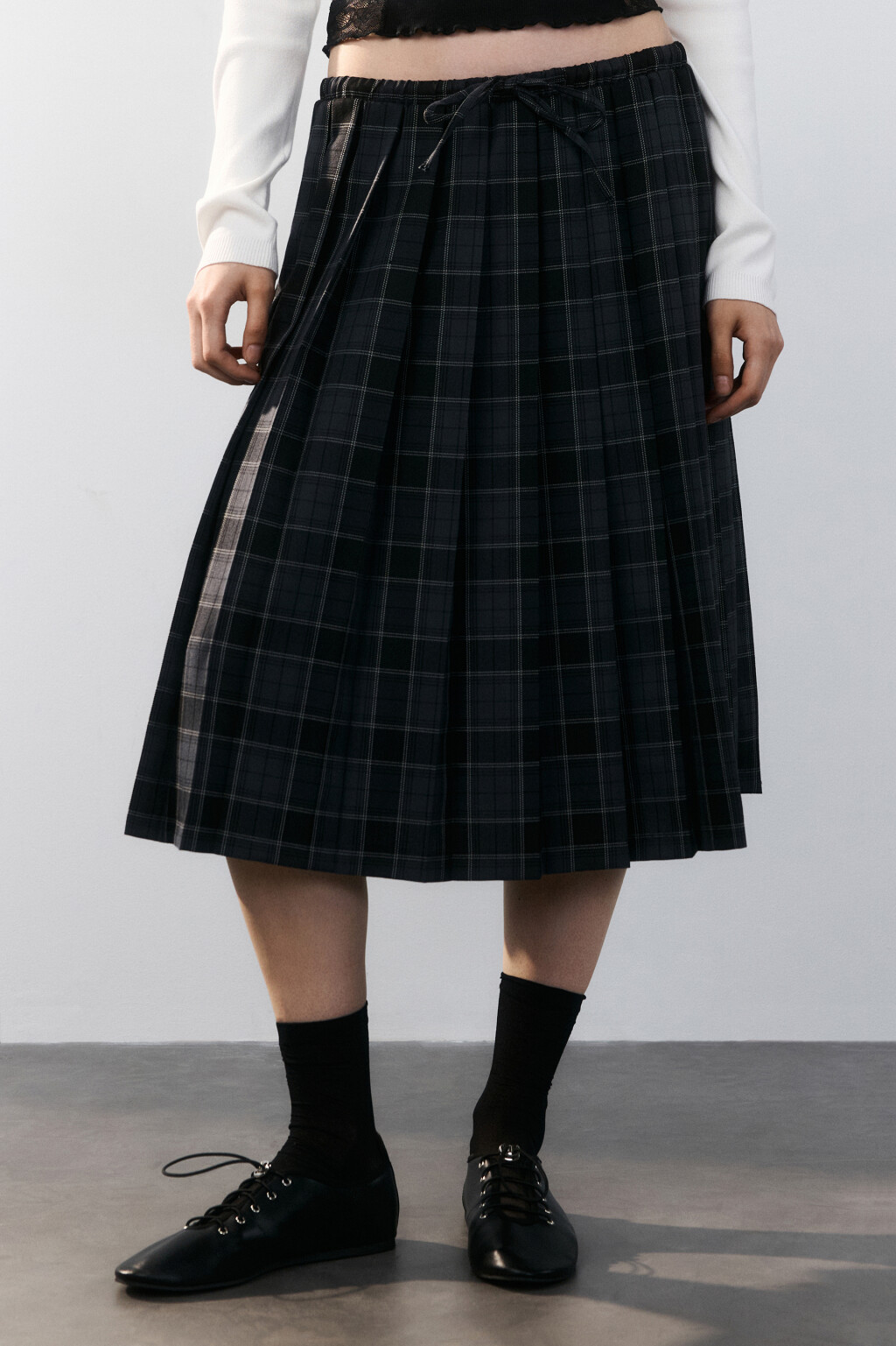 Юбка миди в клетку - цвет черный - 2