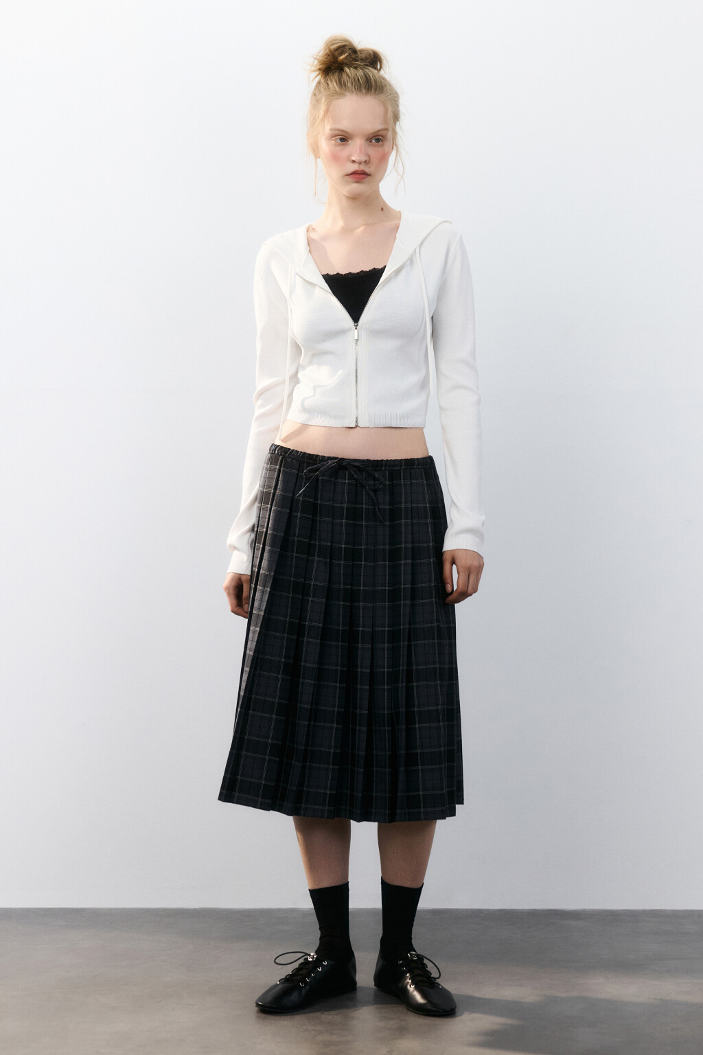 Юбка миди в клетку - цвет черный - 4
