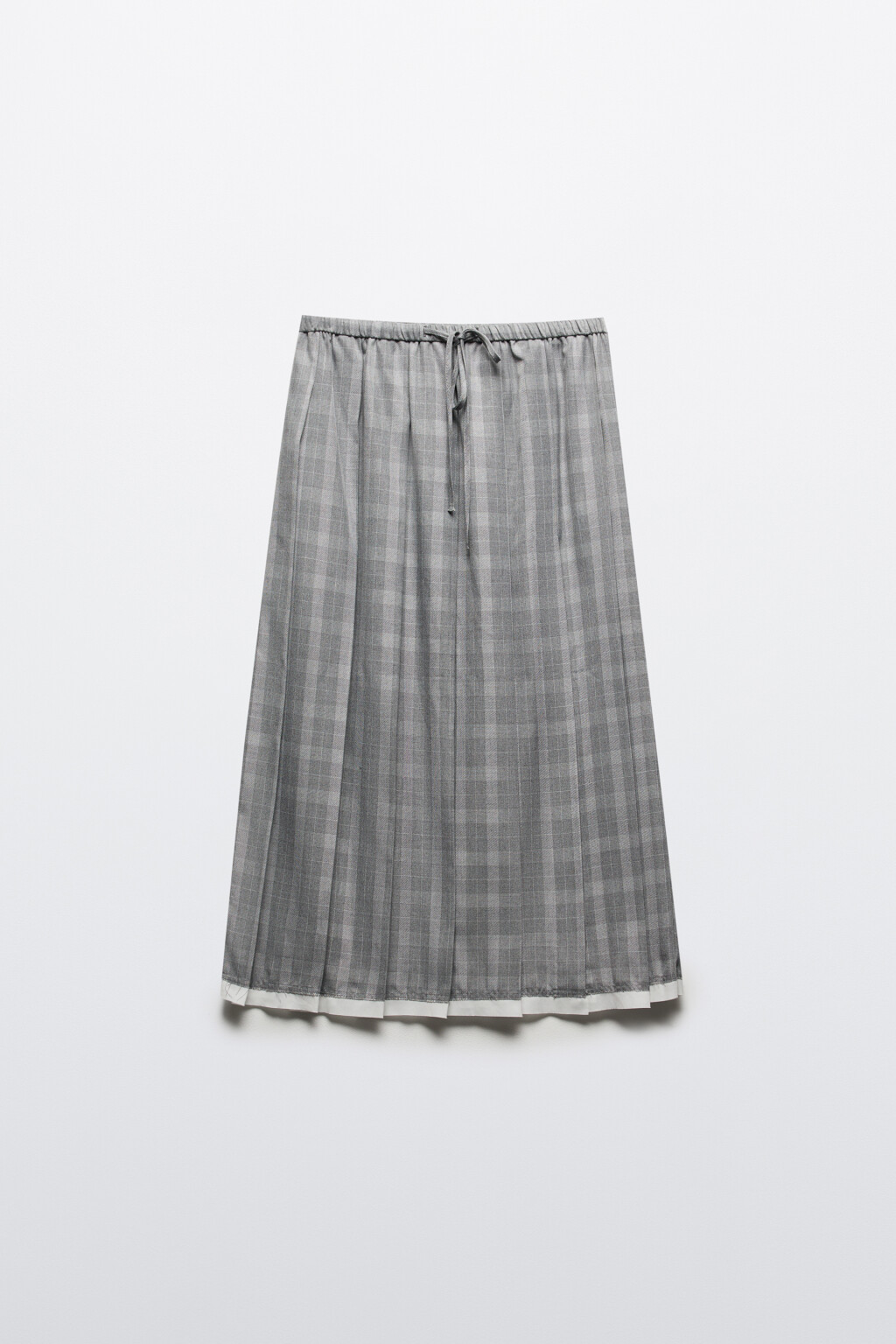 Юбка миди клетчатая в складку - цвет серый - 8