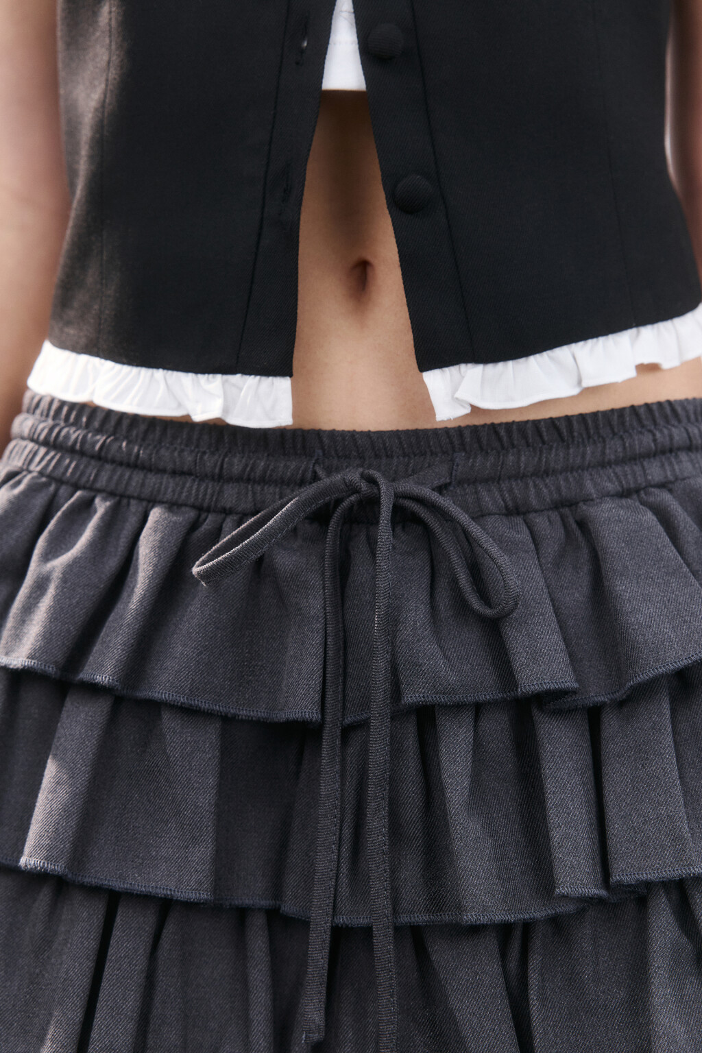 Юбка-шорты мини с воланами - цвет серый - 6