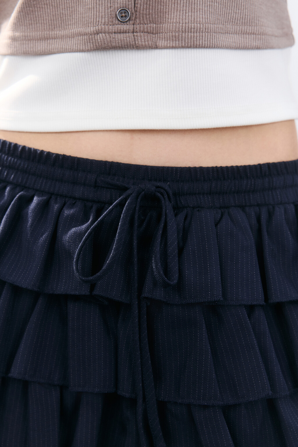 Юбка-шорты мини с воланами - цвет синий - 6