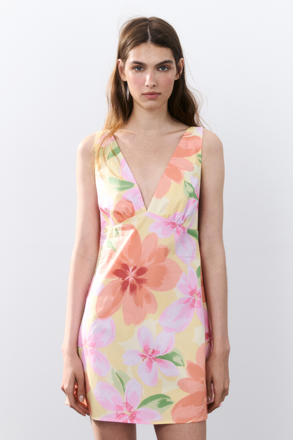 Сарафан мини хлопковый с принтом - цвет розовый - 2