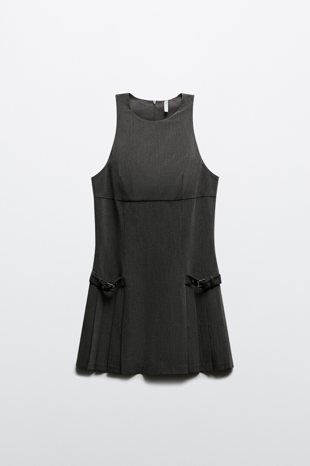 Платье-сарафан мини с ремешками - цвет серый - 7
