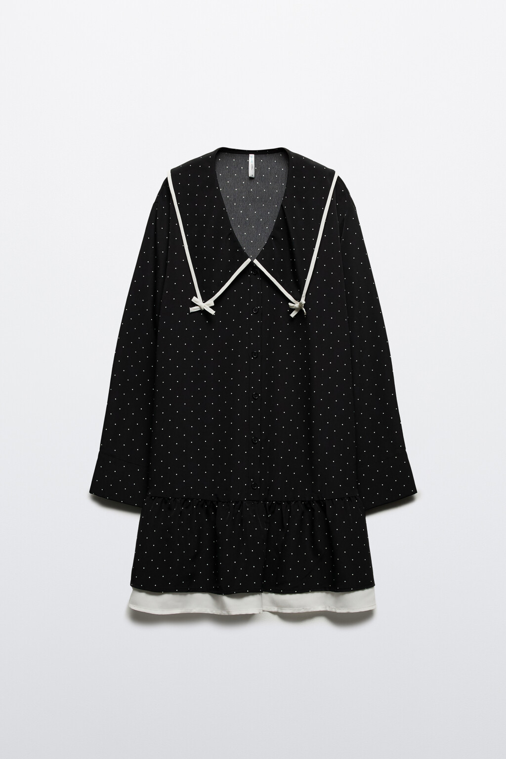 Платье свободное с воротником - цвет черный - 7