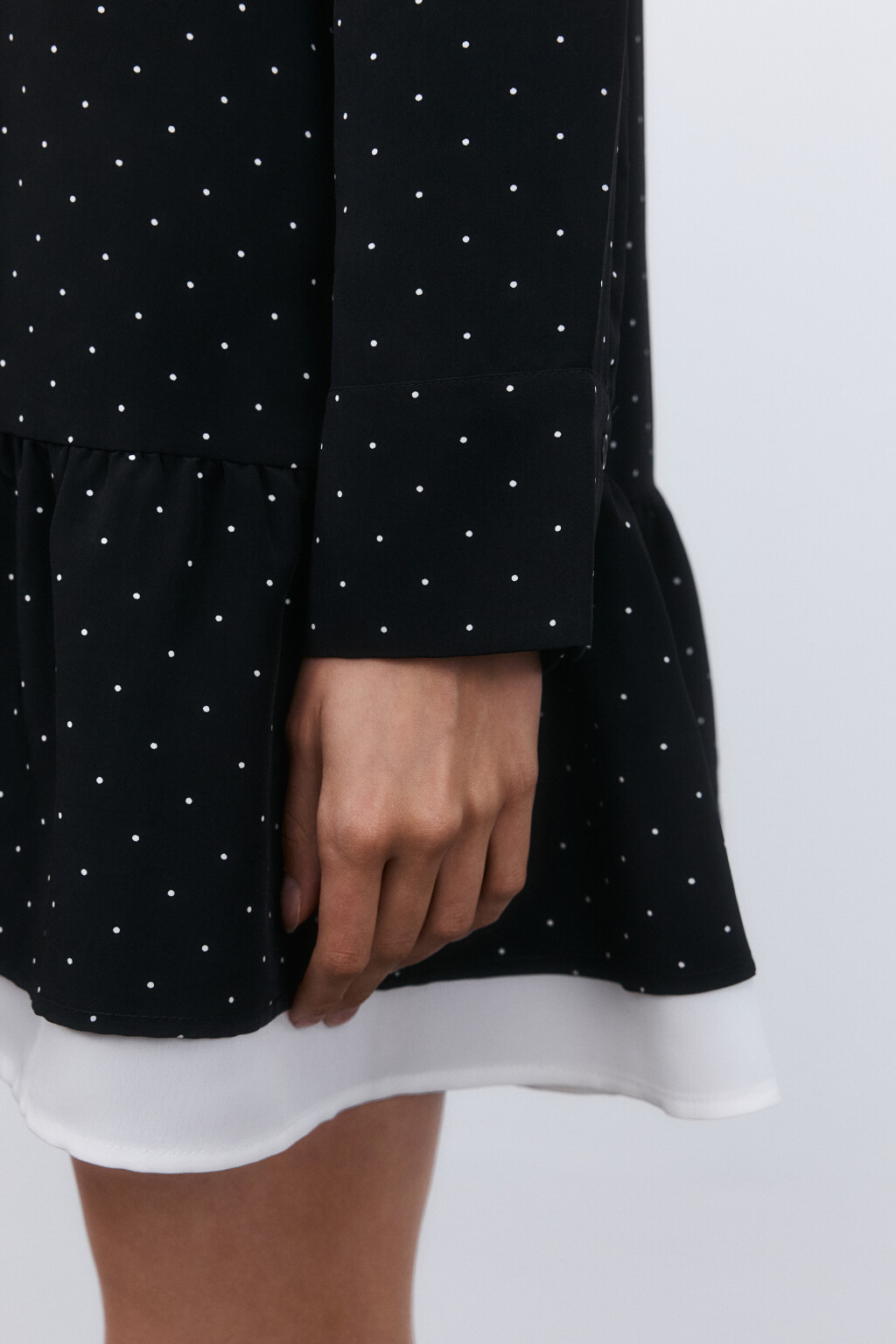 Платье свободное с воротником - цвет черный - 6