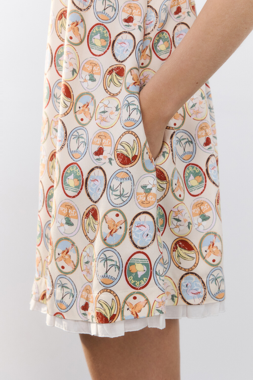 Комбинезон короткий с бретелями-завязками - цвет бежевый - 6