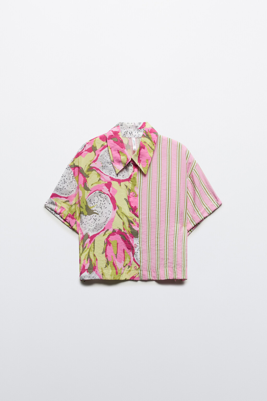 Рубашка укороченная с принтом - цвет розовый - 9