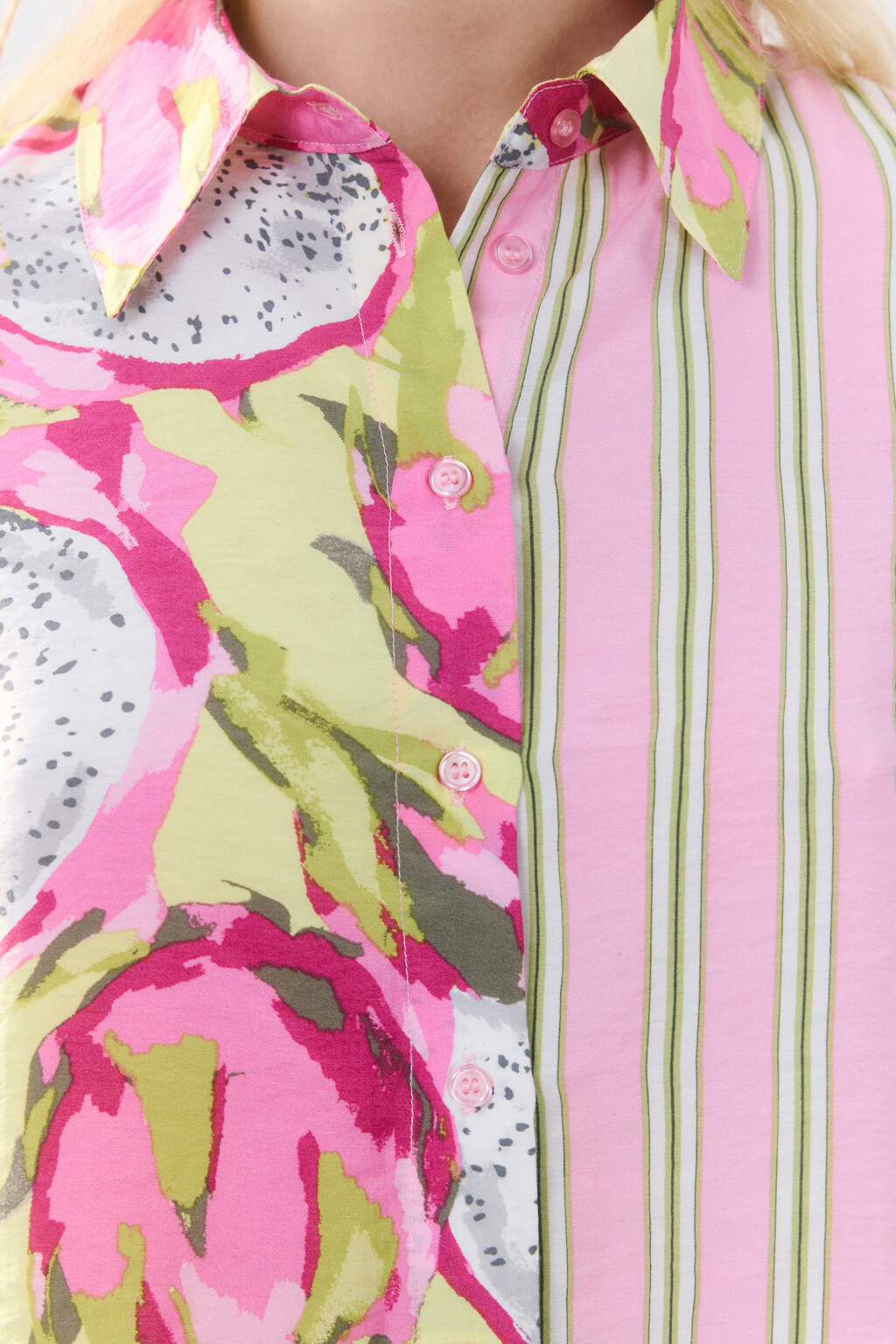 Рубашка укороченная с принтом - цвет розовый - 6