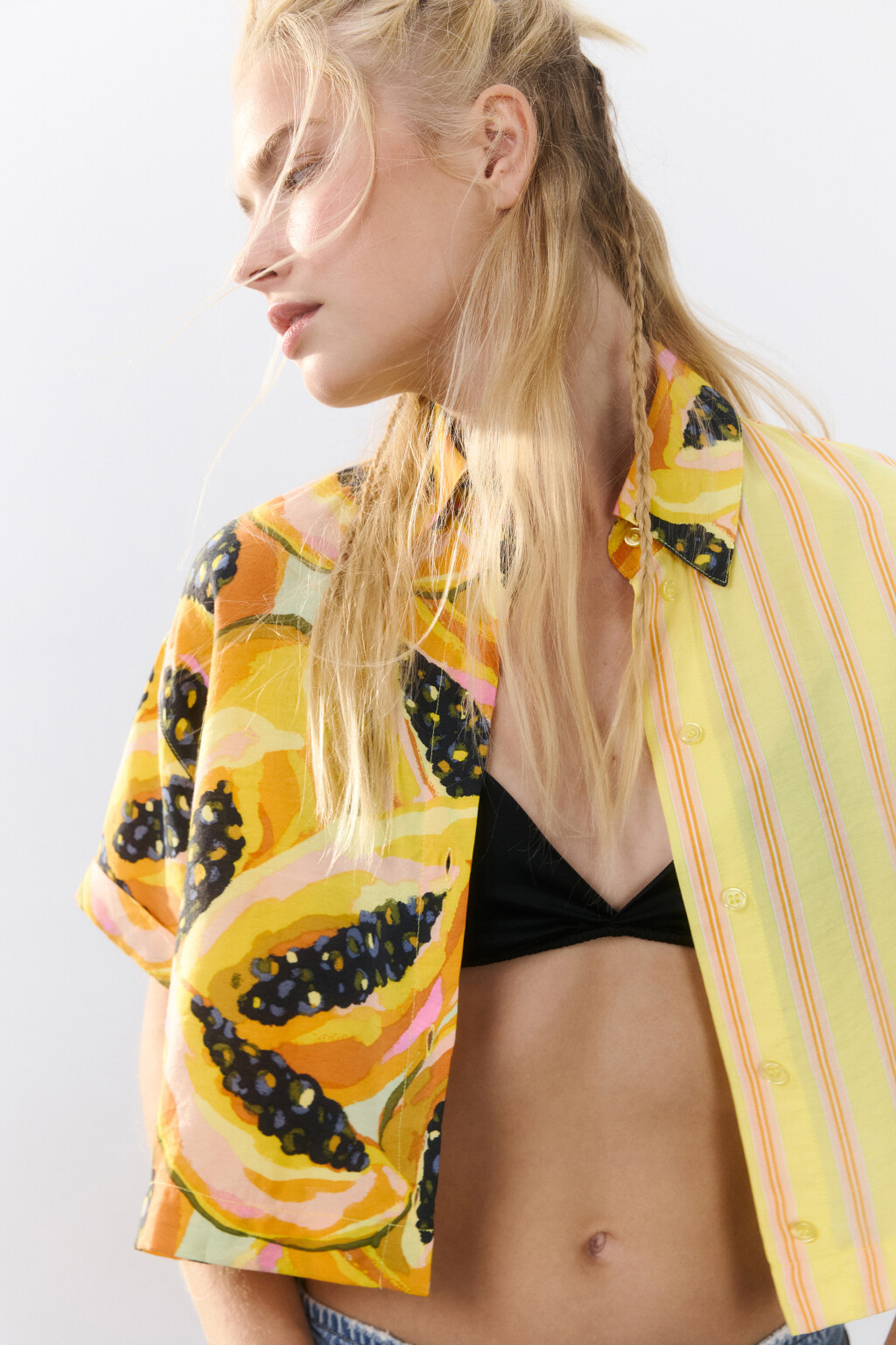 Рубашка укороченная с принтом - цвет мультиколор - 1