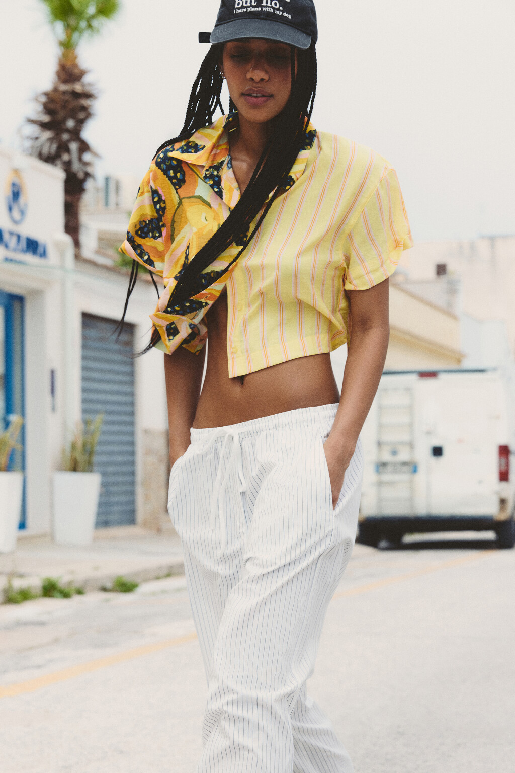 Рубашка укороченная с принтом - цвет мультиколор - 10