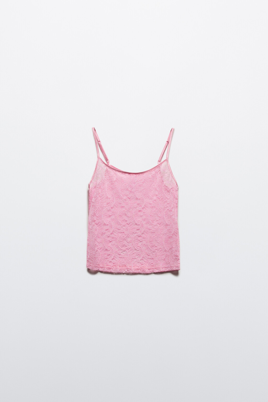 Майка ажурная на тонких бретельках - цвет розовый - 7