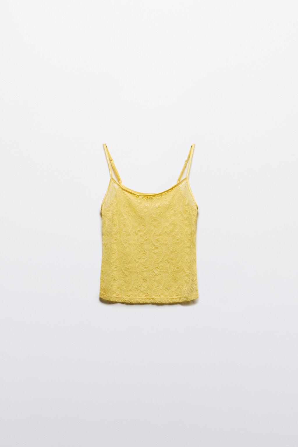 Майка ажурная на тонких бретельках - цвет желтый - 7