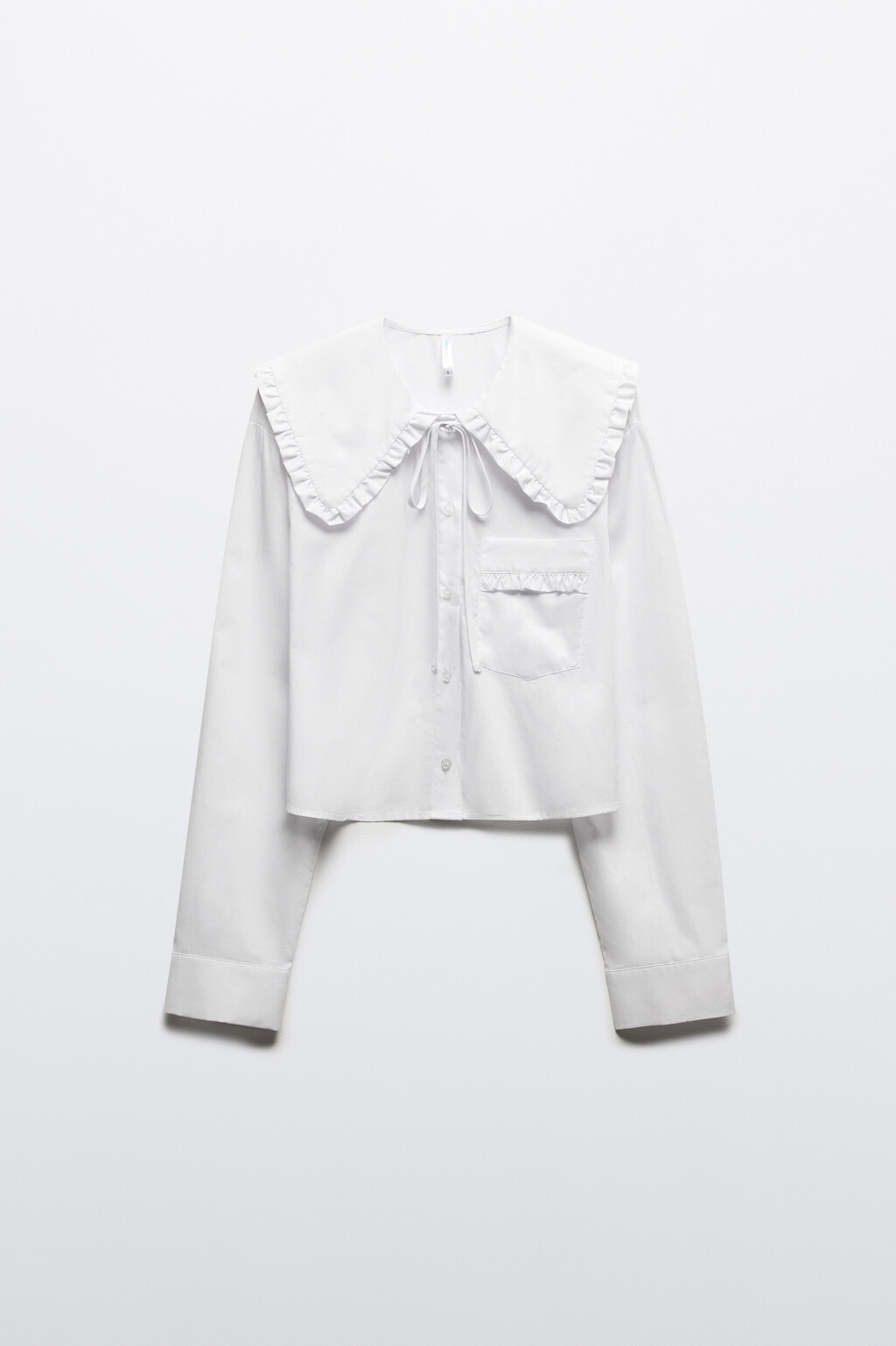 Блузка с воротником на завязках - цвет белый - 6