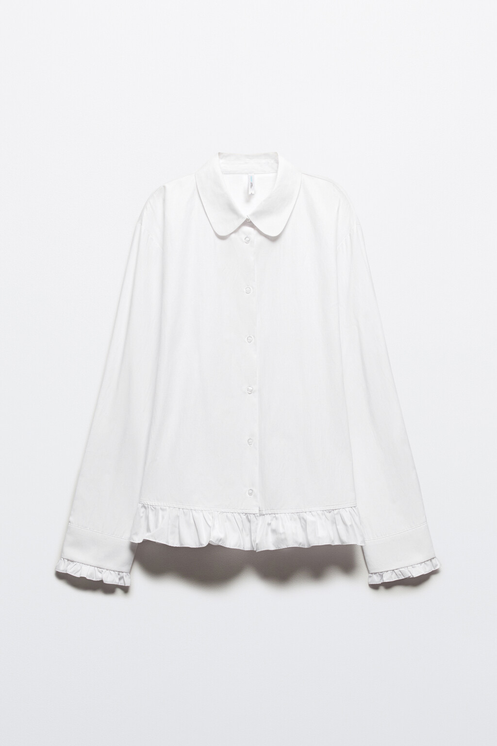 Блузка-рубашка с оборками - цвет белый - 8