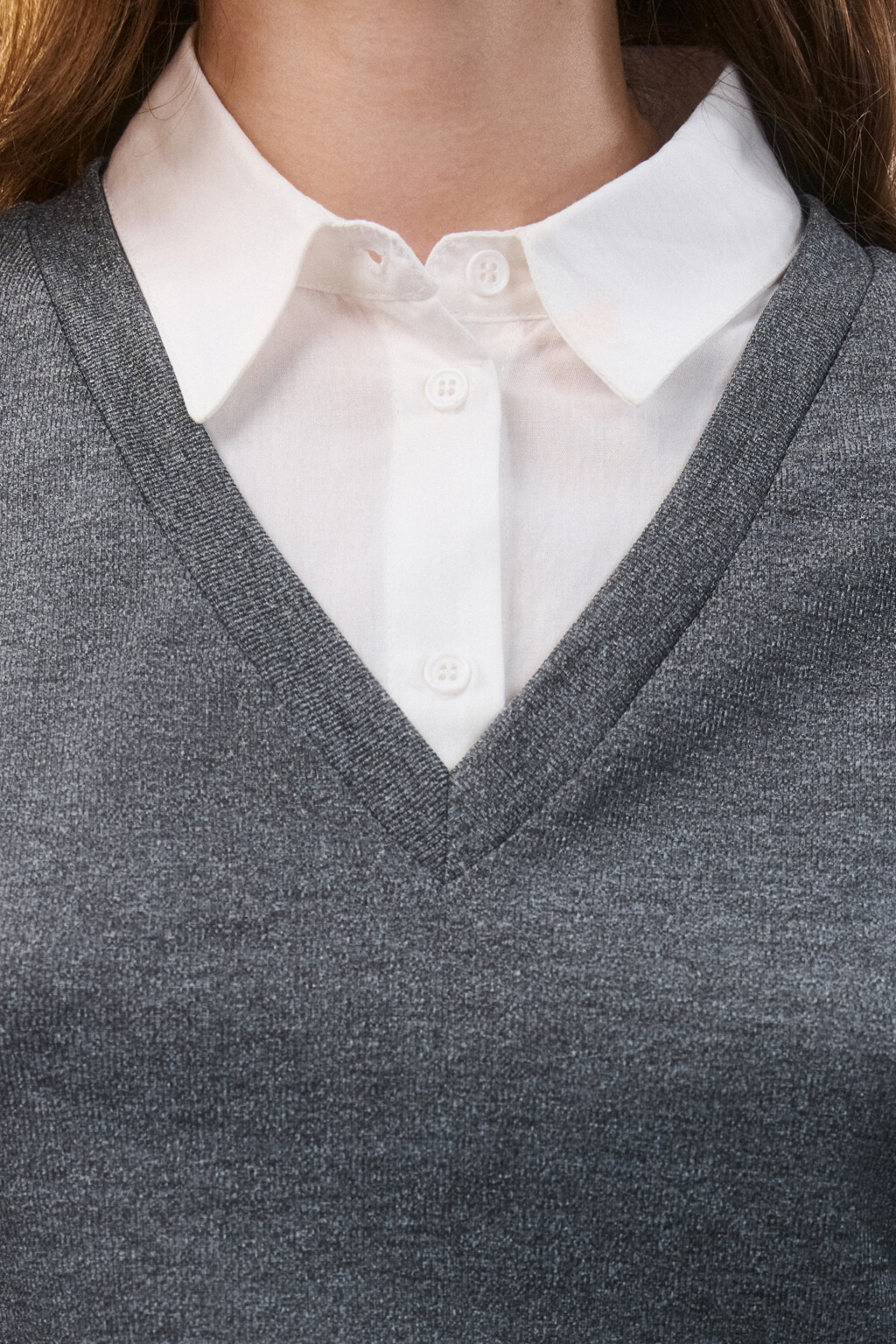 Лонгслив с рубашечным воротником - цвет серый - 5