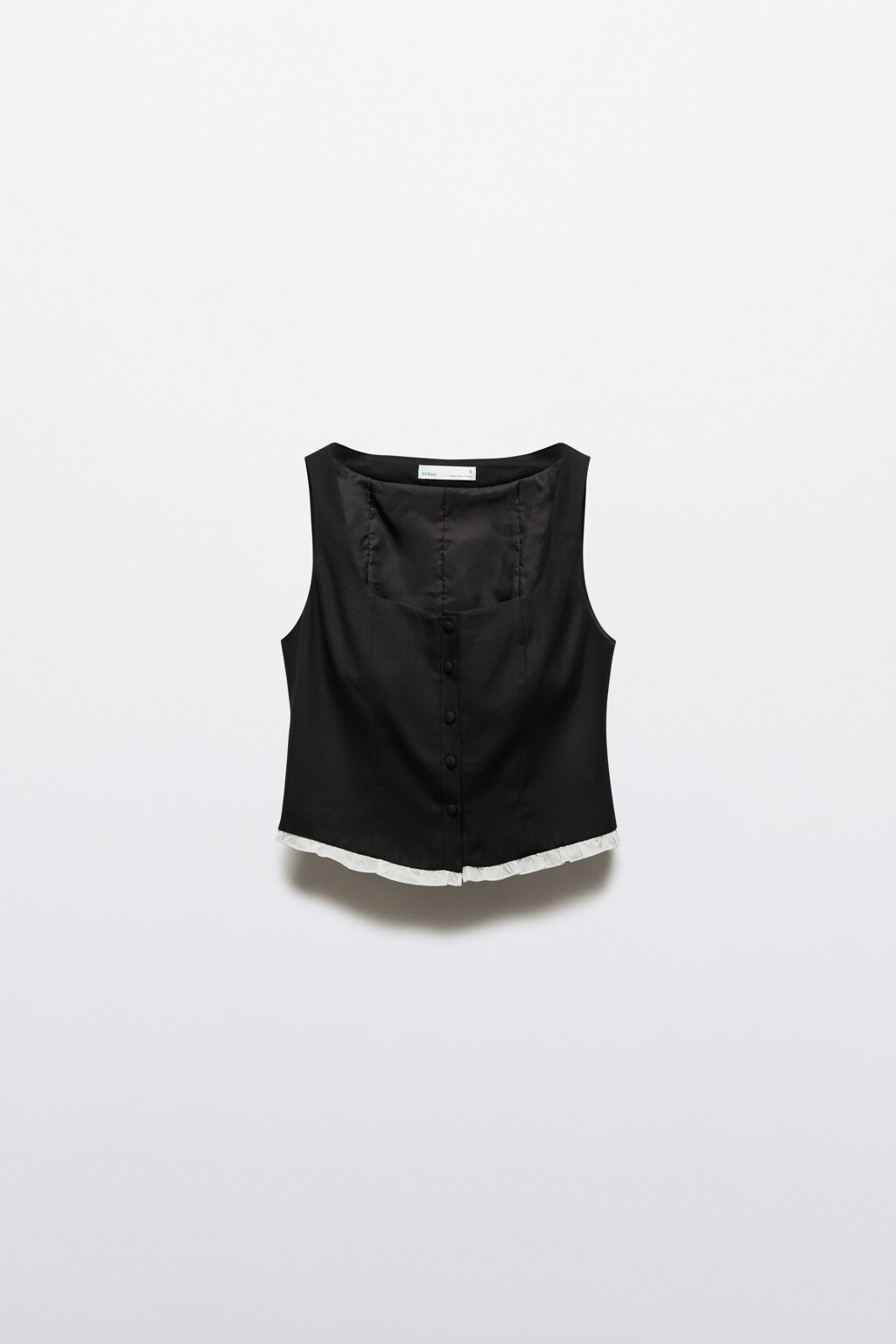 Жилет облегающий с оборками - цвет черный - 7