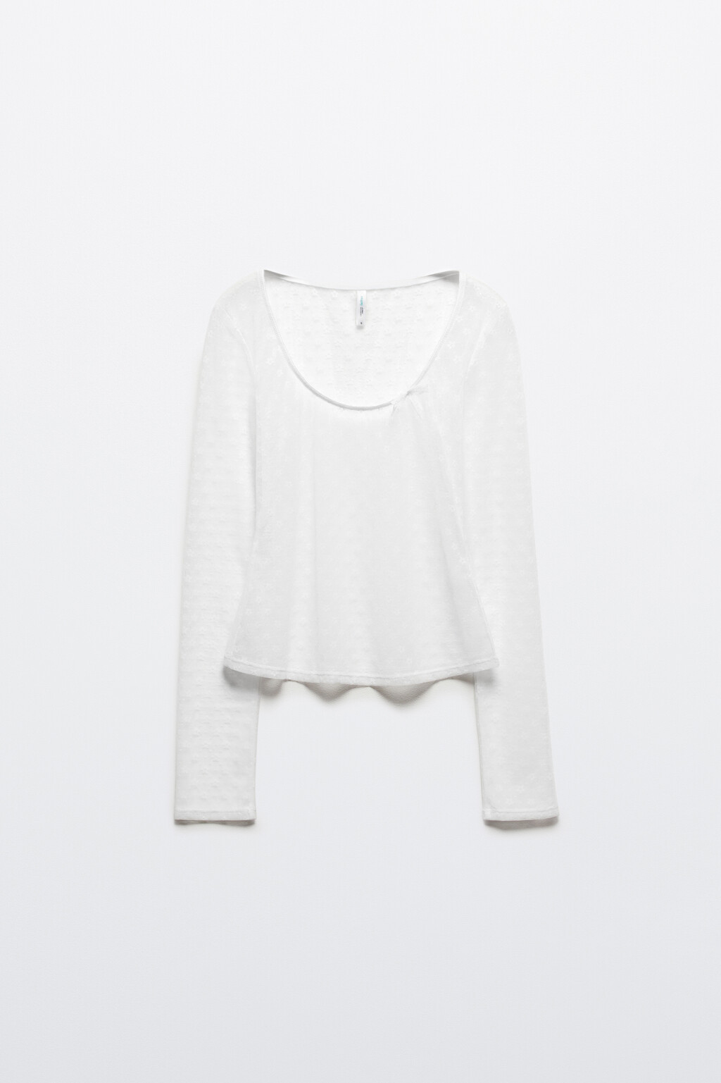 Лонгслив из прозрачного кружева - цвет белый - 7