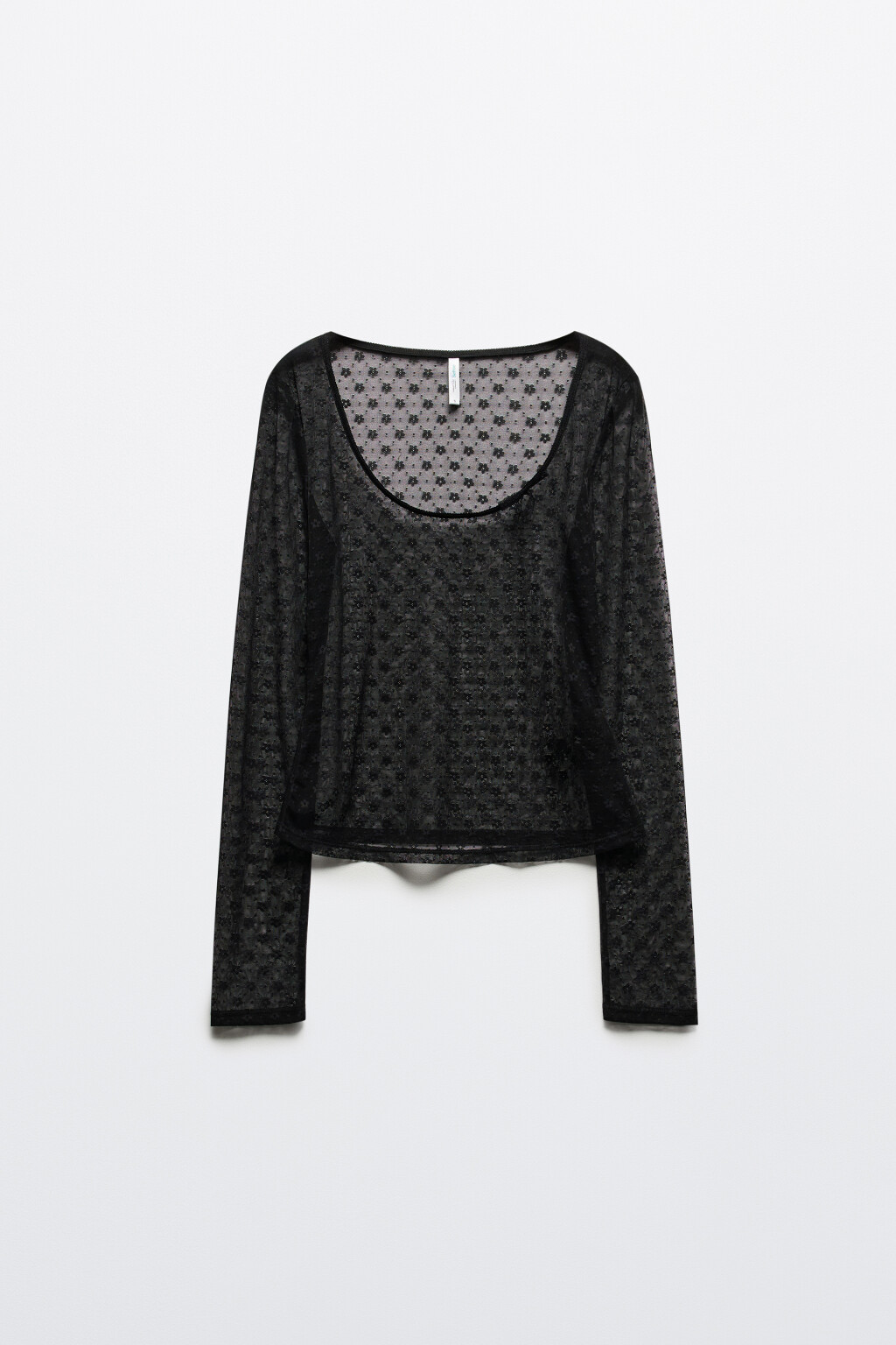 Лонгслив из прозрачного кружева - цвет черный - 7