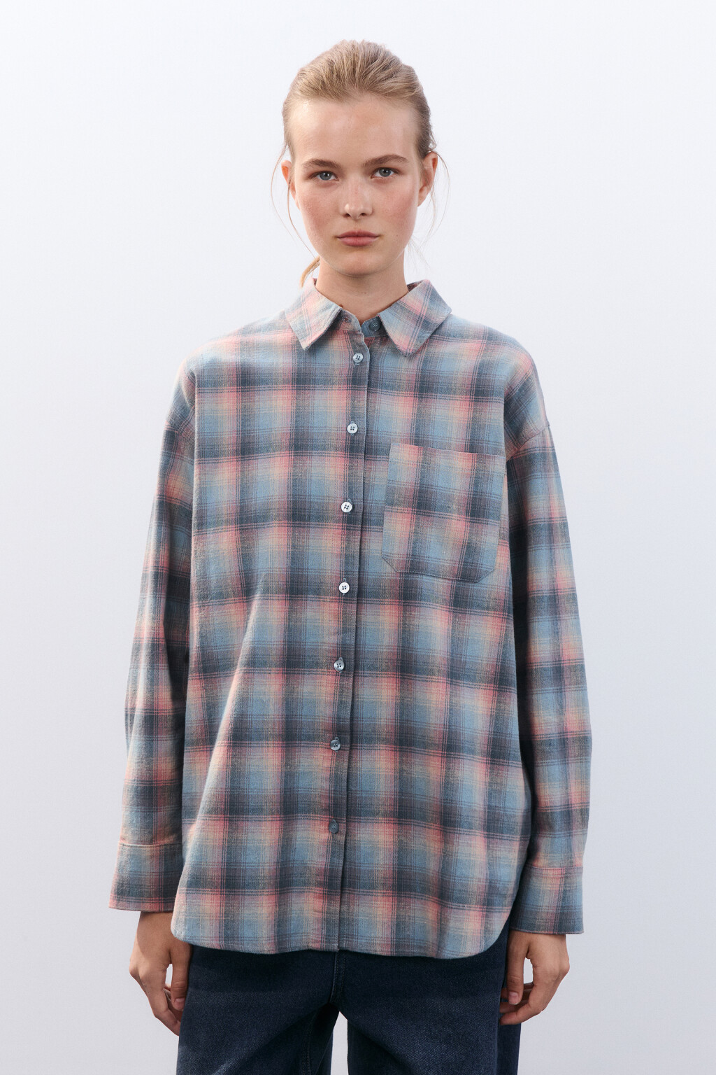 Рубашка хлопковая в клетку - цвет мультиколор - 3