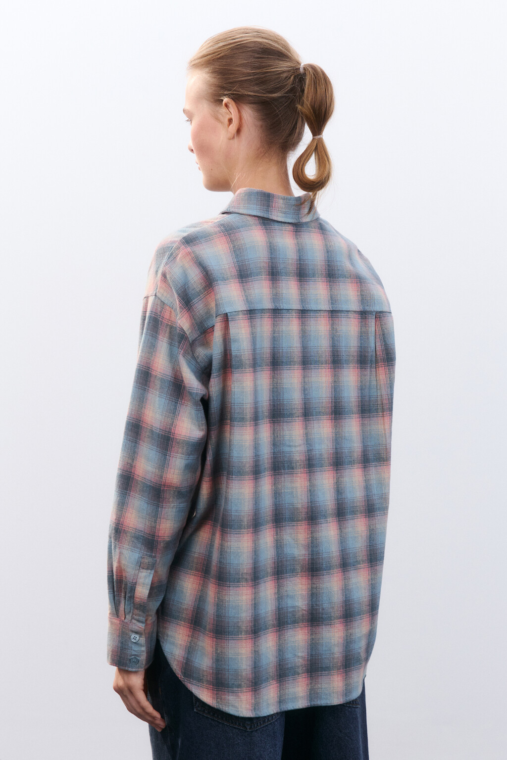 Рубашка хлопковая в клетку - цвет мультиколор - 4