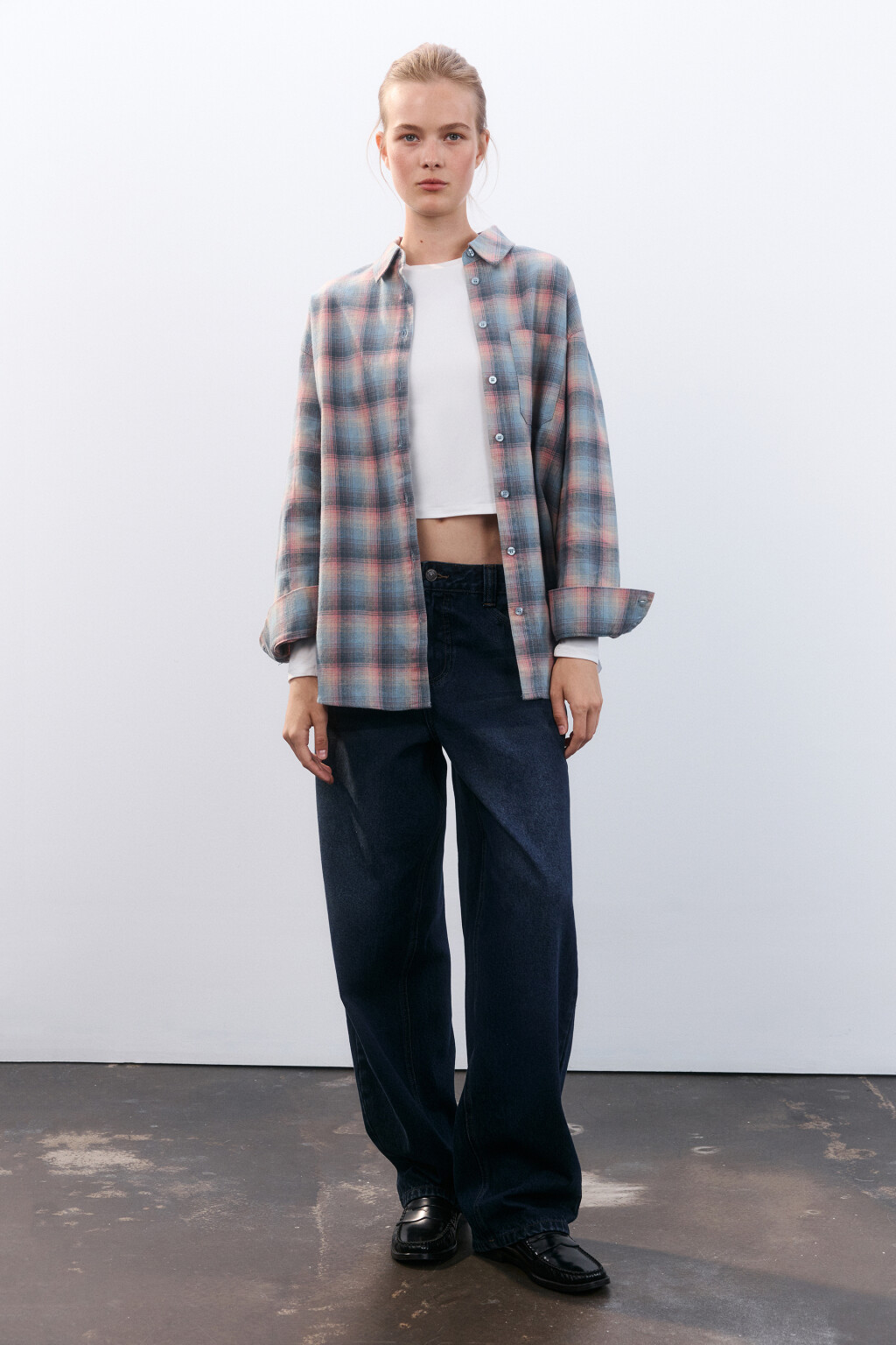 Рубашка хлопковая в клетку - цвет мультиколор - 5