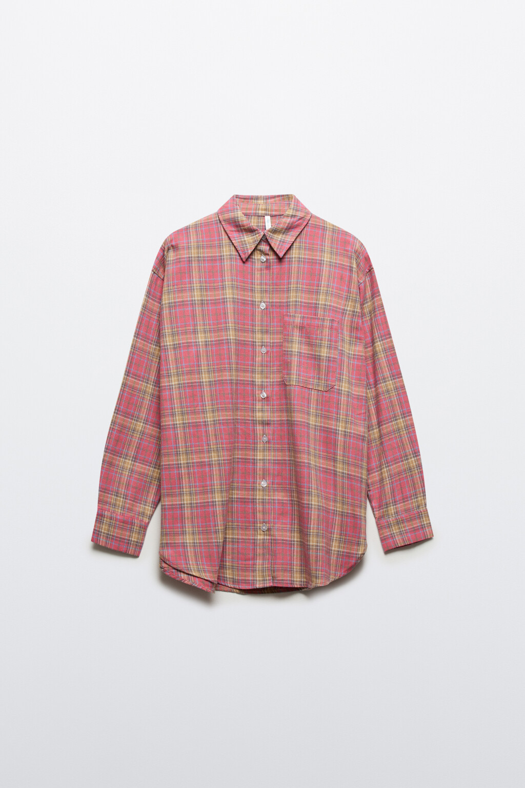 Рубашка хлопковая в клетку - цвет розовый - 8