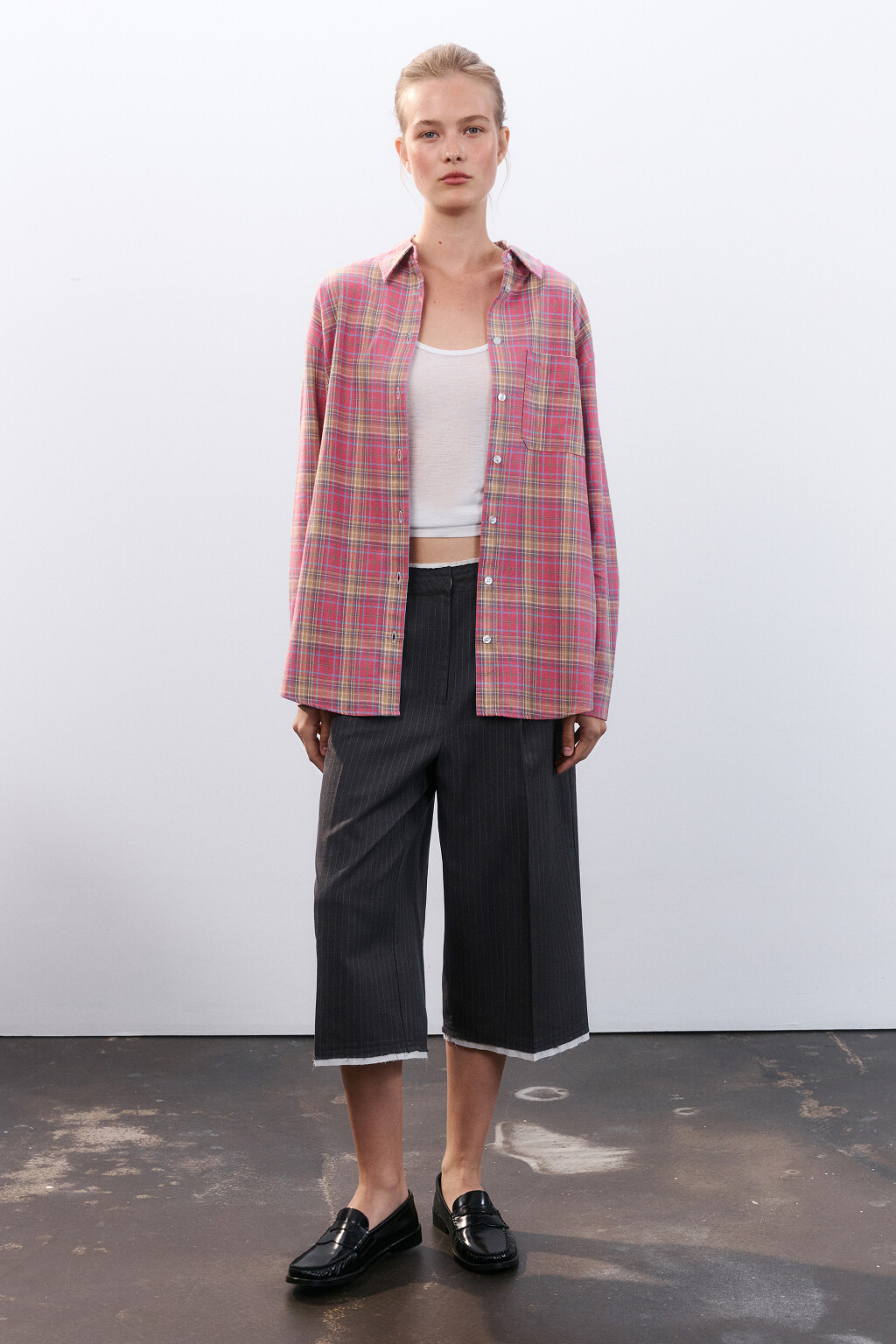 Рубашка хлопковая в клетку - цвет розовый - 5