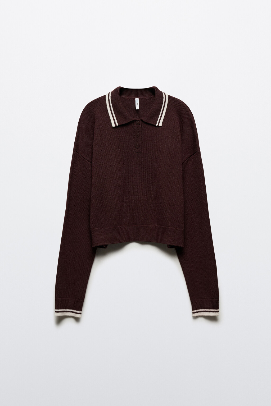 Джемпер-поло из вязаного трикотажа - цвет коричневый - 8
