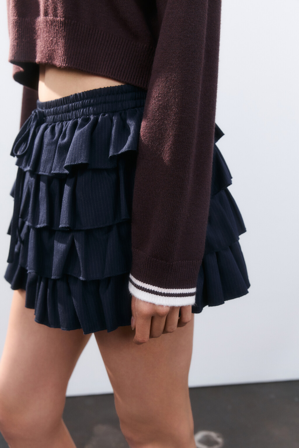 Джемпер-поло из вязаного трикотажа - цвет коричневый - 7