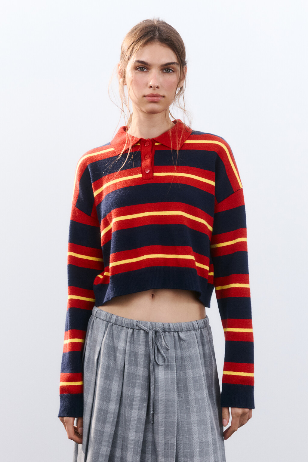 Джемпер-поло из вязаного трикотажа - цвет красный - 3