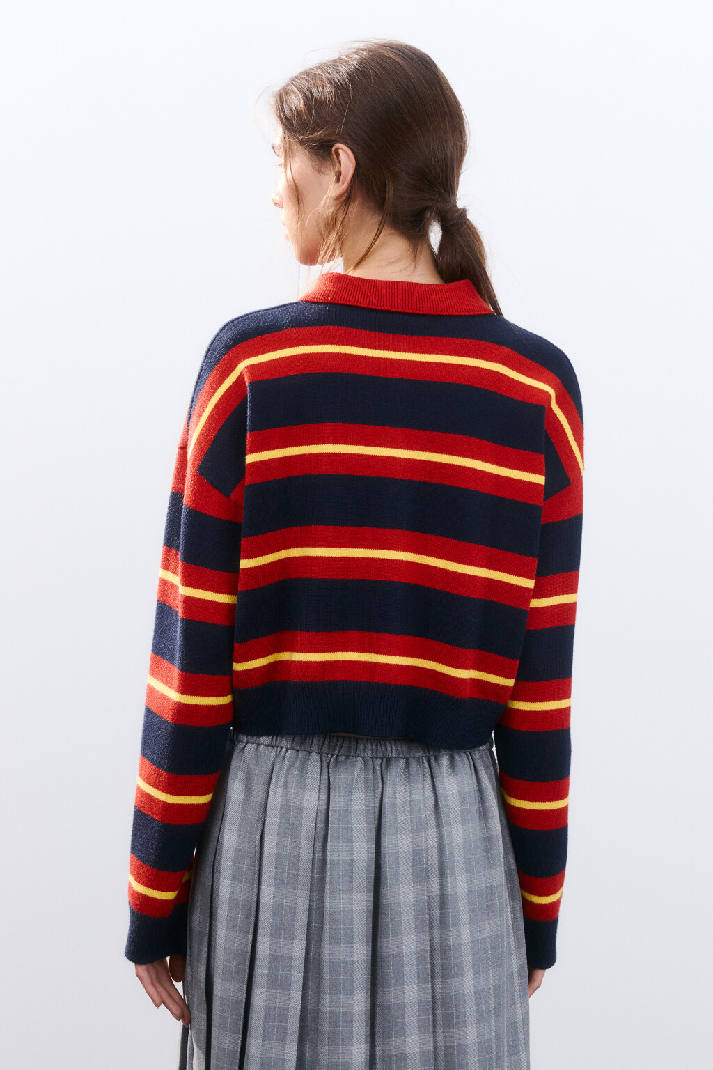 Джемпер-поло из вязаного трикотажа - цвет красный - 4