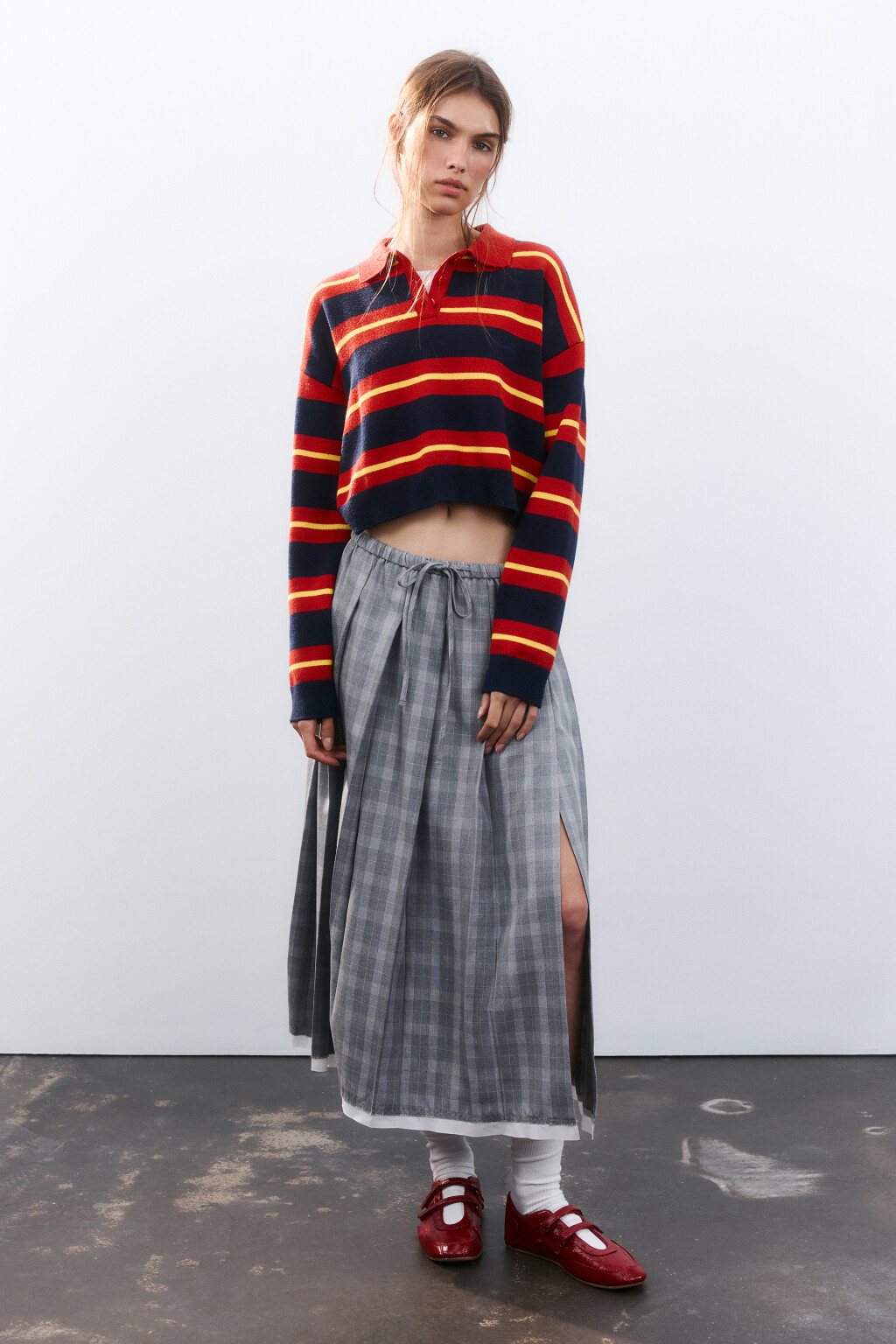 Джемпер-поло из вязаного трикотажа - цвет красный - 5