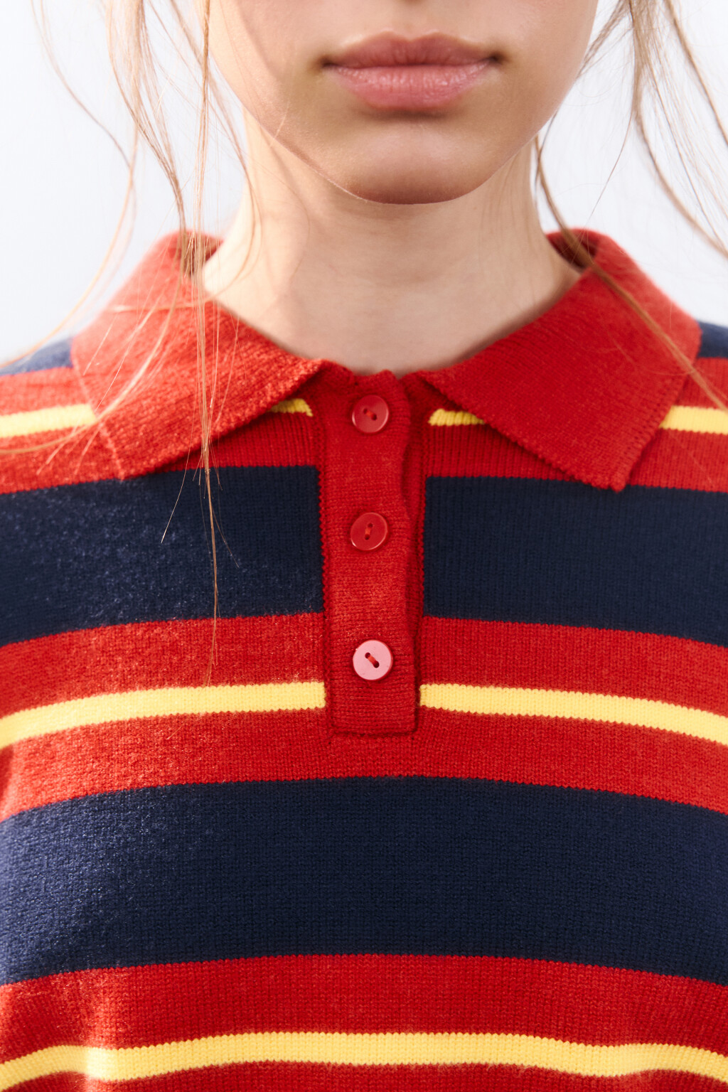 Джемпер-поло из вязаного трикотажа - цвет красный - 6