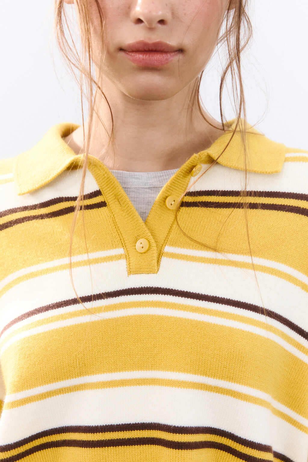 Джемпер-поло из вязаного трикотажа - цвет желтый - 5