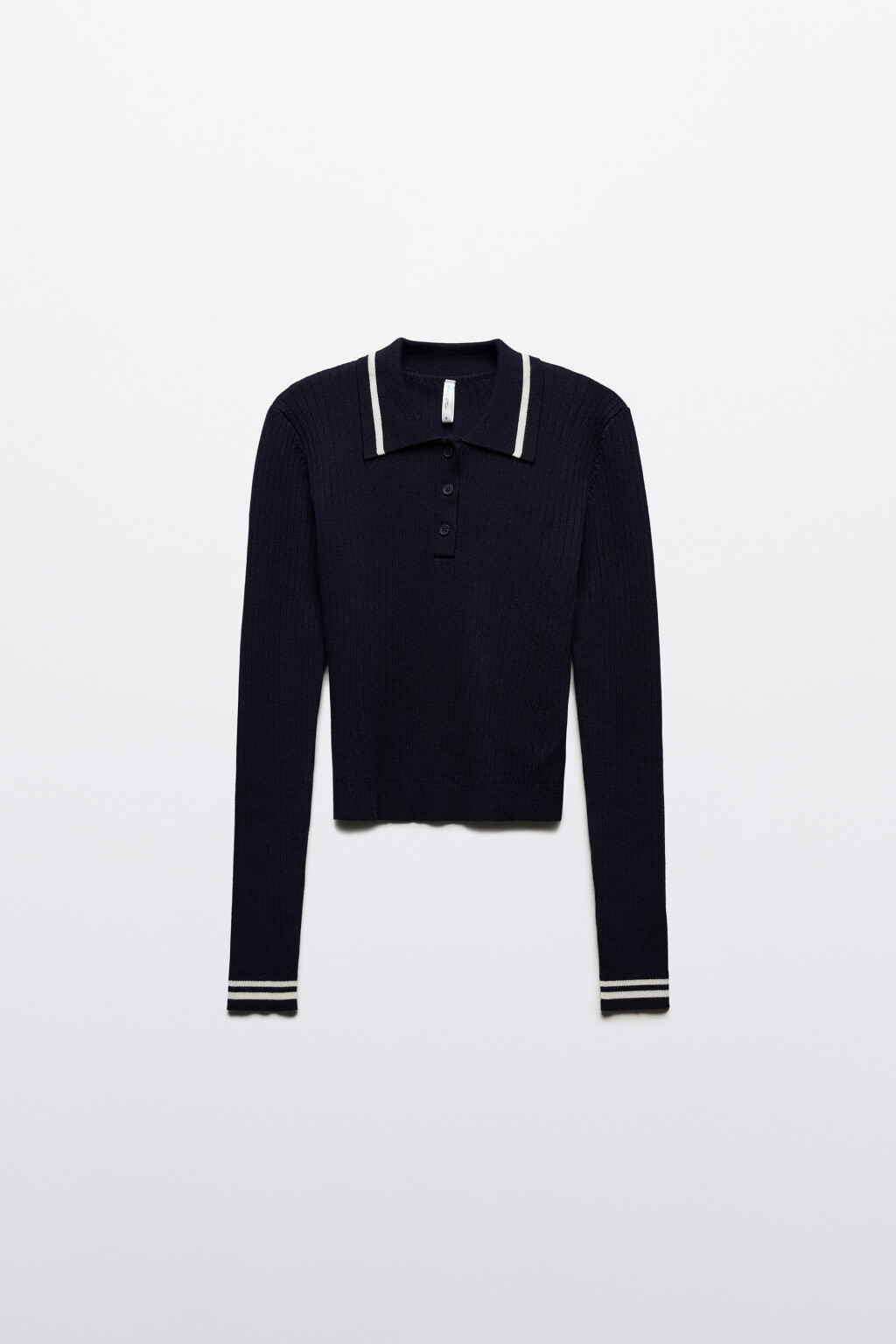 Джемпер-поло облегающий из вискозы - цвет синий - 7