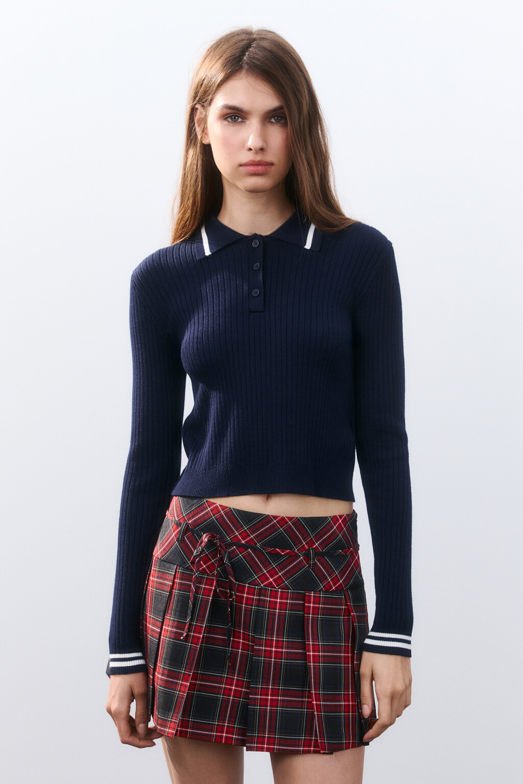 Джемпер-поло облегающий из вискозы - цвет синий - 2