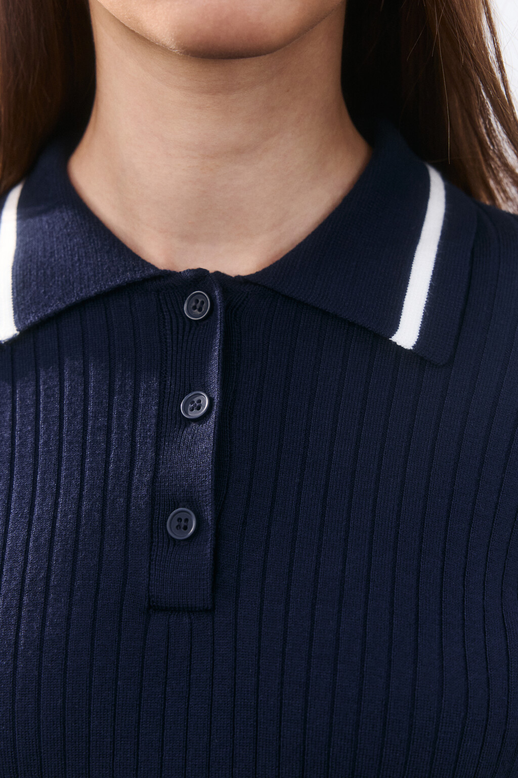 Джемпер-поло облегающий из вискозы - цвет синий - 5