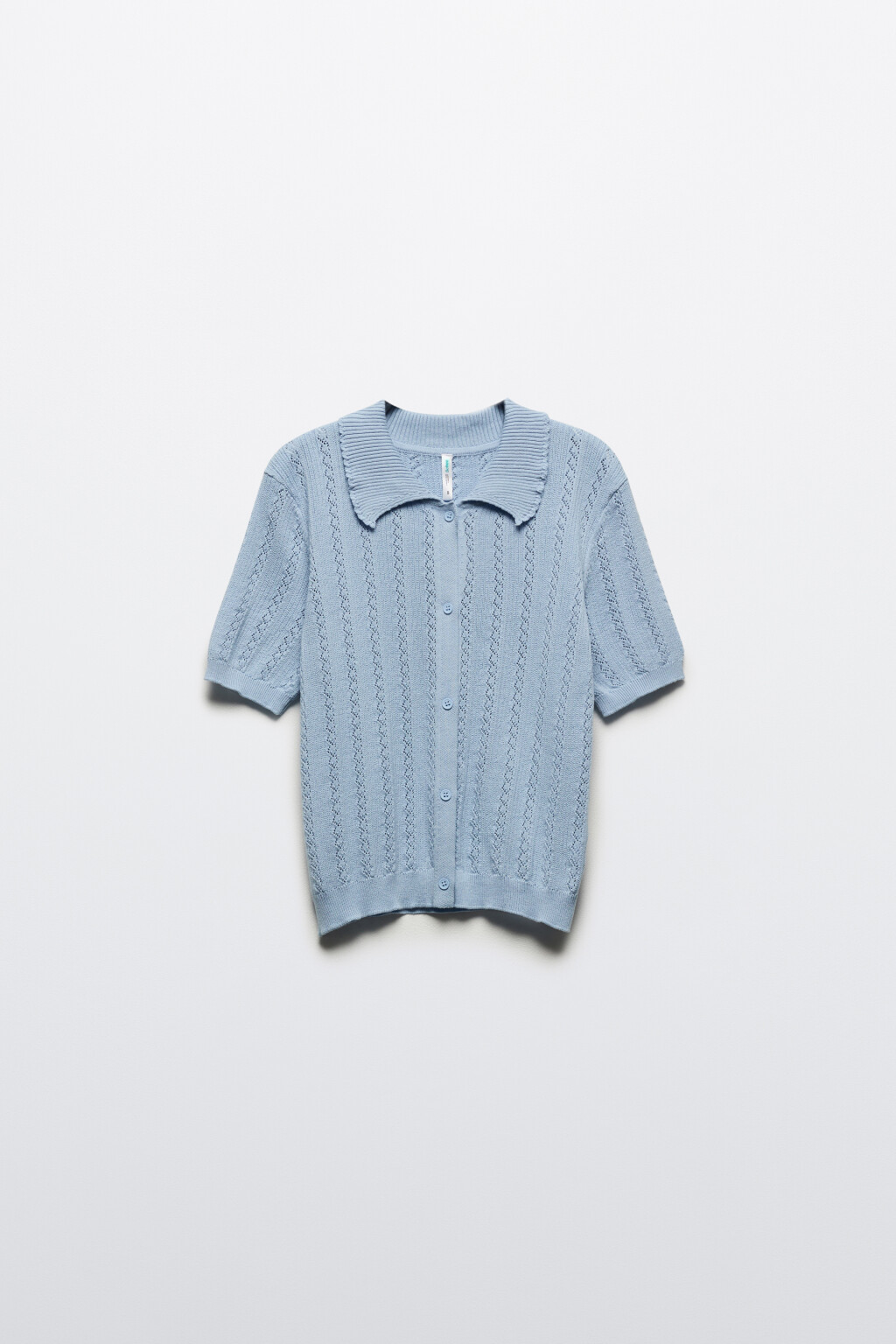Джемпер ажурный на пуговицах - цвет голубой - 7