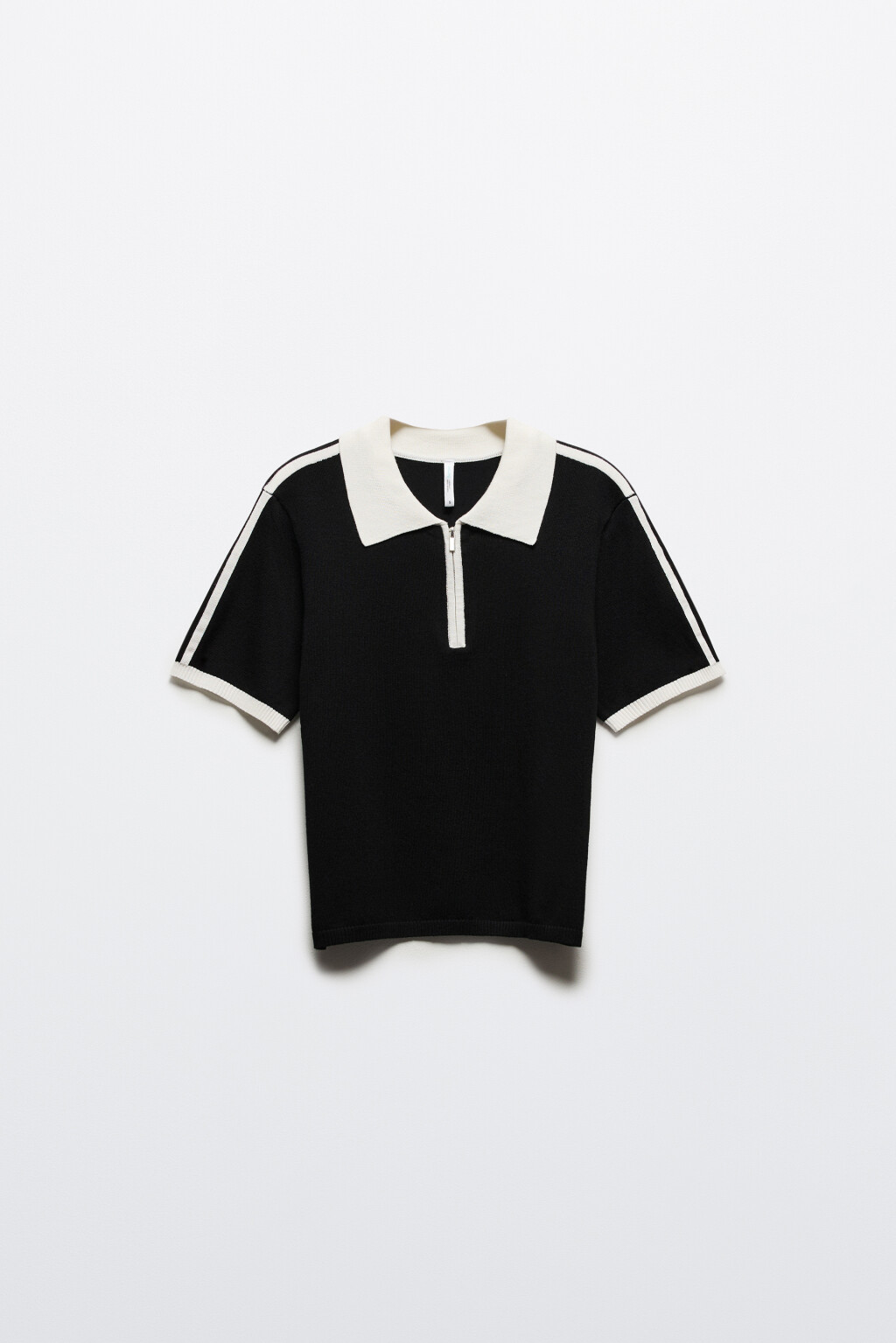 Футболка-поло вязаная с молнией - цвет черный - 7