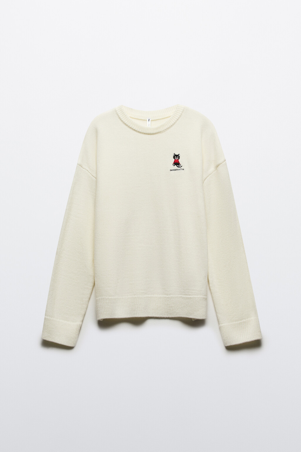 Джемпер вязаный с вышивкой - цвет молочный - 7