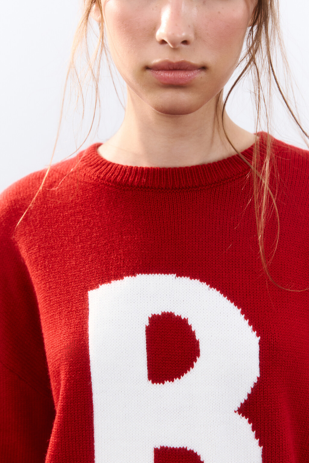 Джемпер вязаный с вышивкой - цвет красный - 6