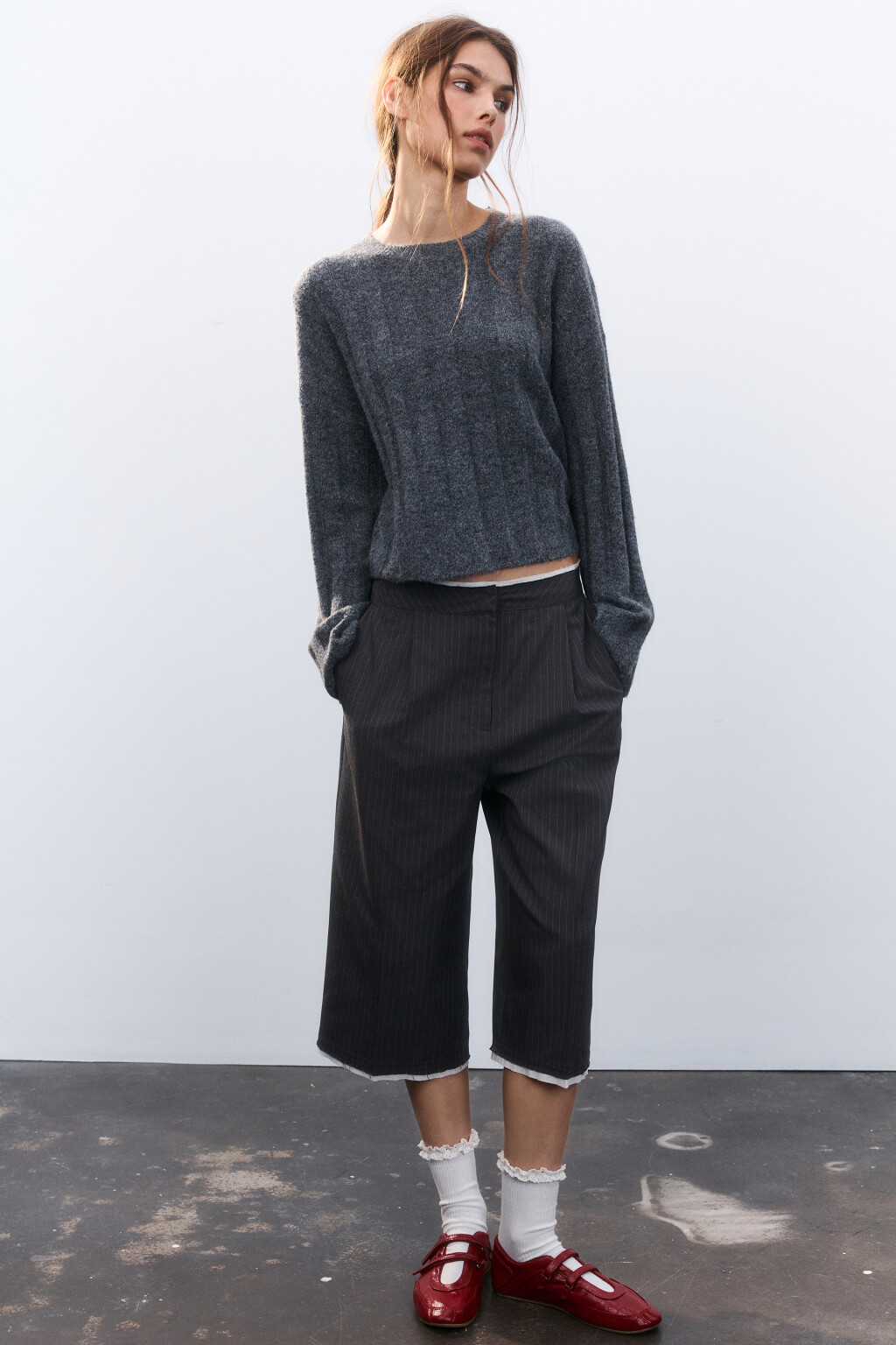 Джемпер вязаный с шерстью - цвет серый - 9