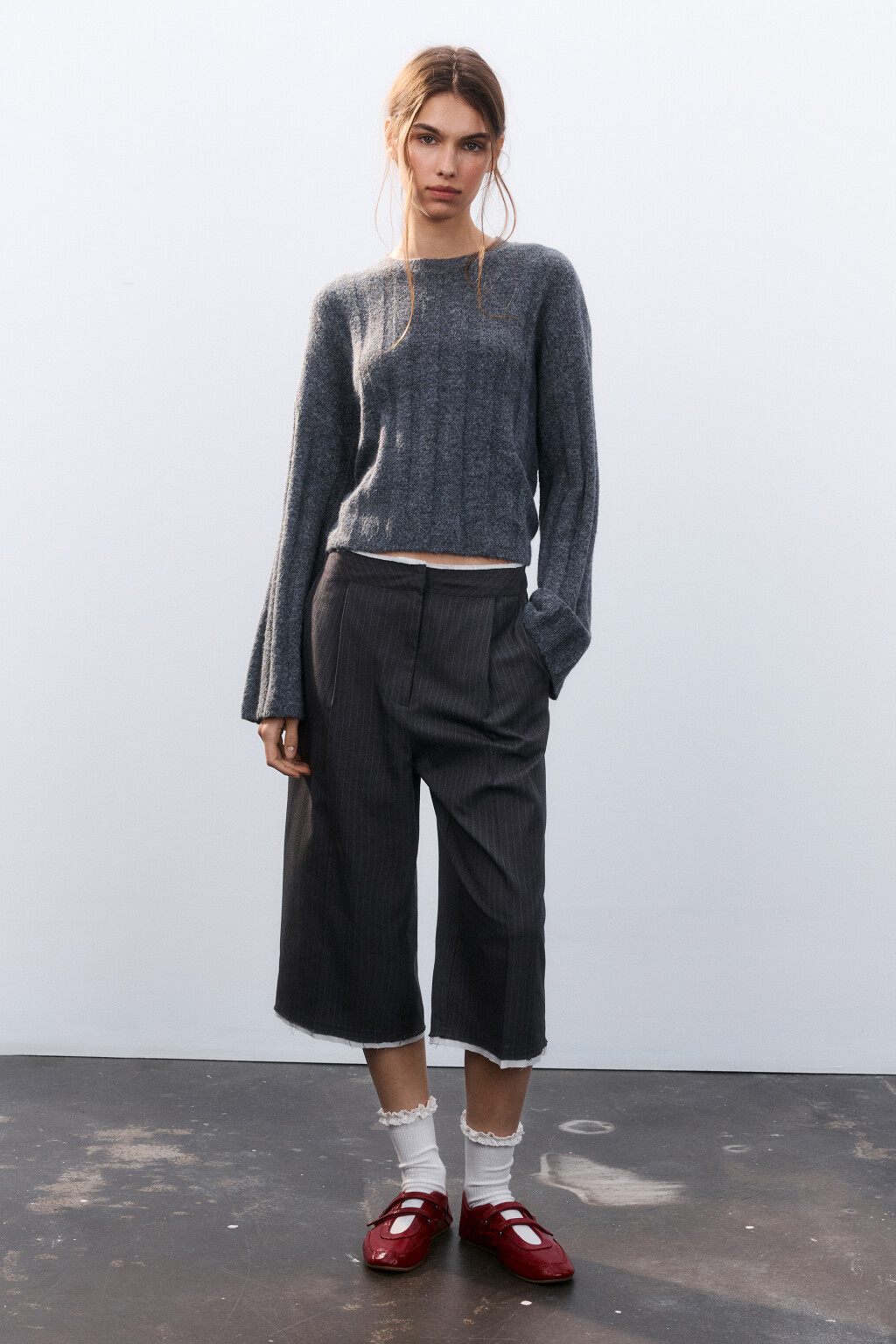 Джемпер вязаный с шерстью - цвет серый - 12