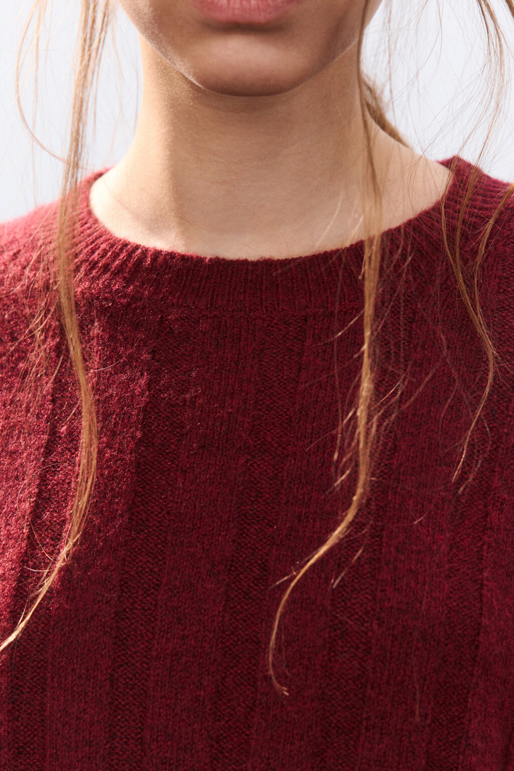 Джемпер вязаный с шерстью - цвет бордовый - 5